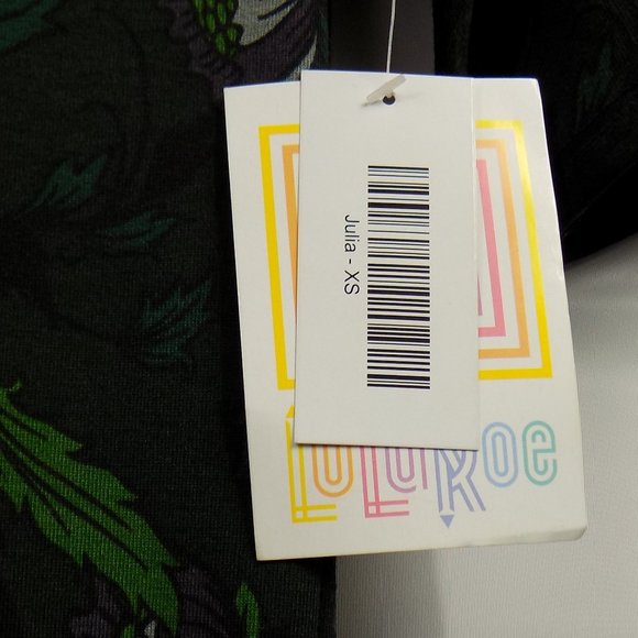 LuLaRoe Julia Flower and Leaf Dress Size XS NWT - Picture 3 of 8